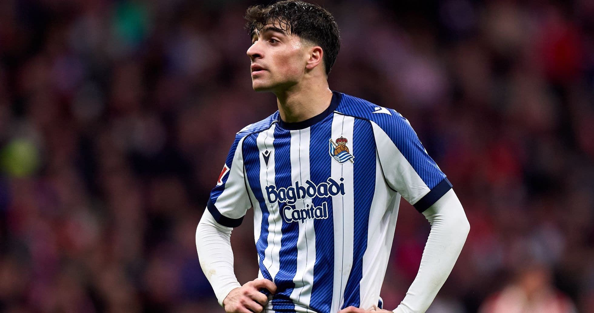 Jugador de Real Sociedad durante un partido