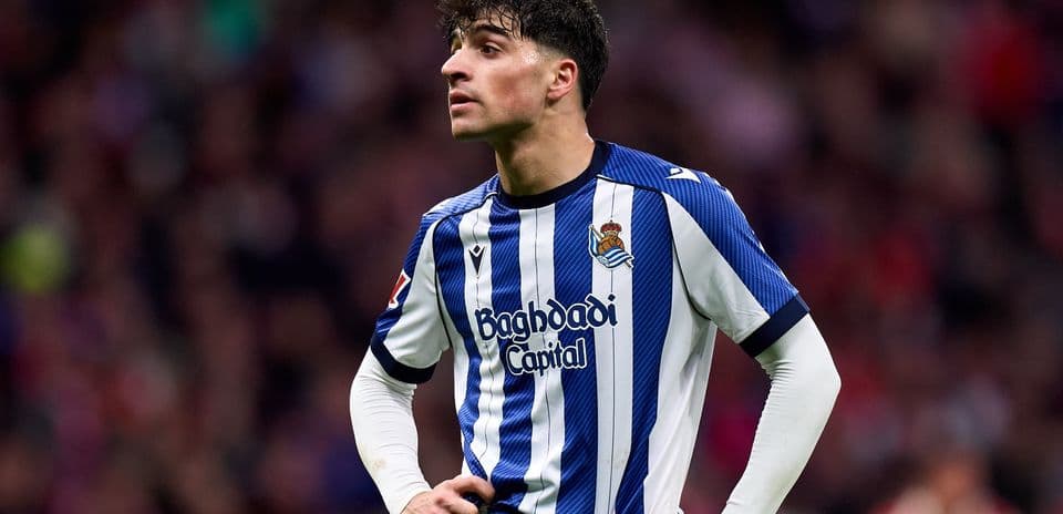 Jugador de Real Sociedad durante un partido