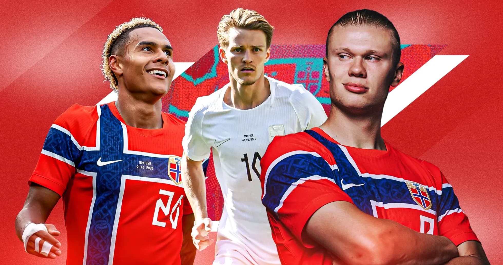 Jugadores de fútbol noruegos en uniforme nacional