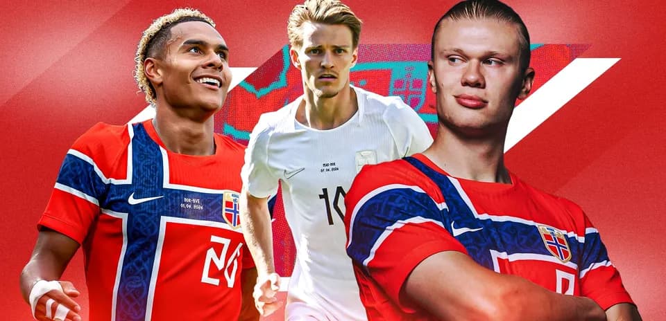 Jugadores de fútbol noruegos en uniforme nacional