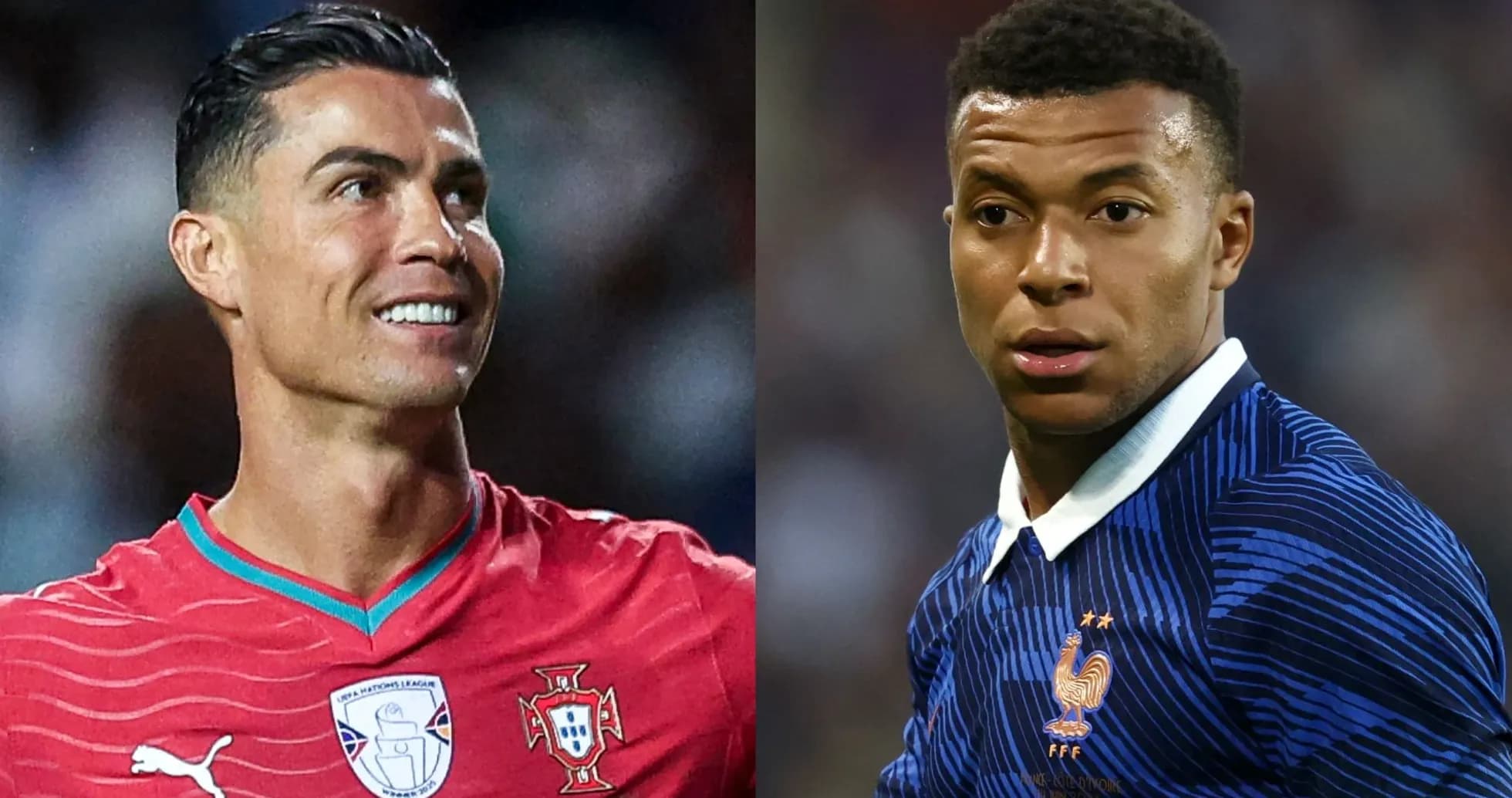 Cristiano Ronaldo y Kylian Mbappé en retrato