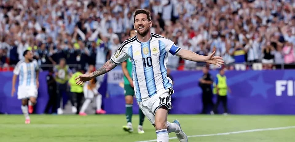 Lionel Messi celebrando un gol con Argentina