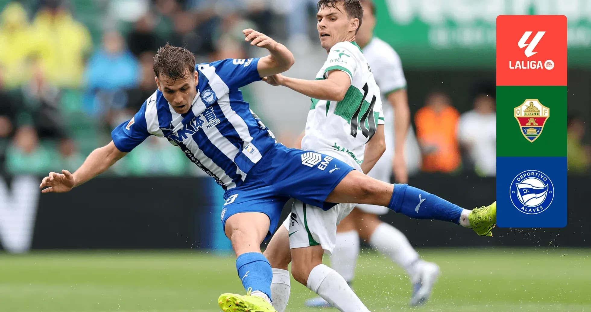 Jugador de Alavés cae durante partido contra Elche