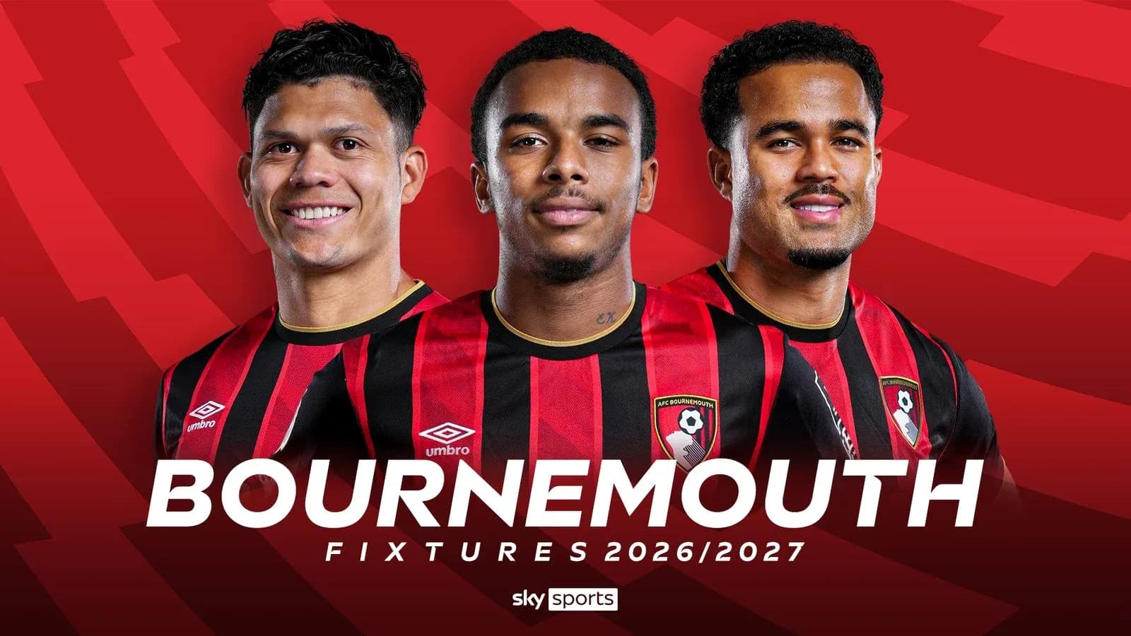 Tres jugadores de Bournemouth con camiseta a rayas