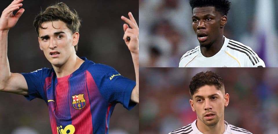 Jugadores de Barcelona y Real Madrid en el partido