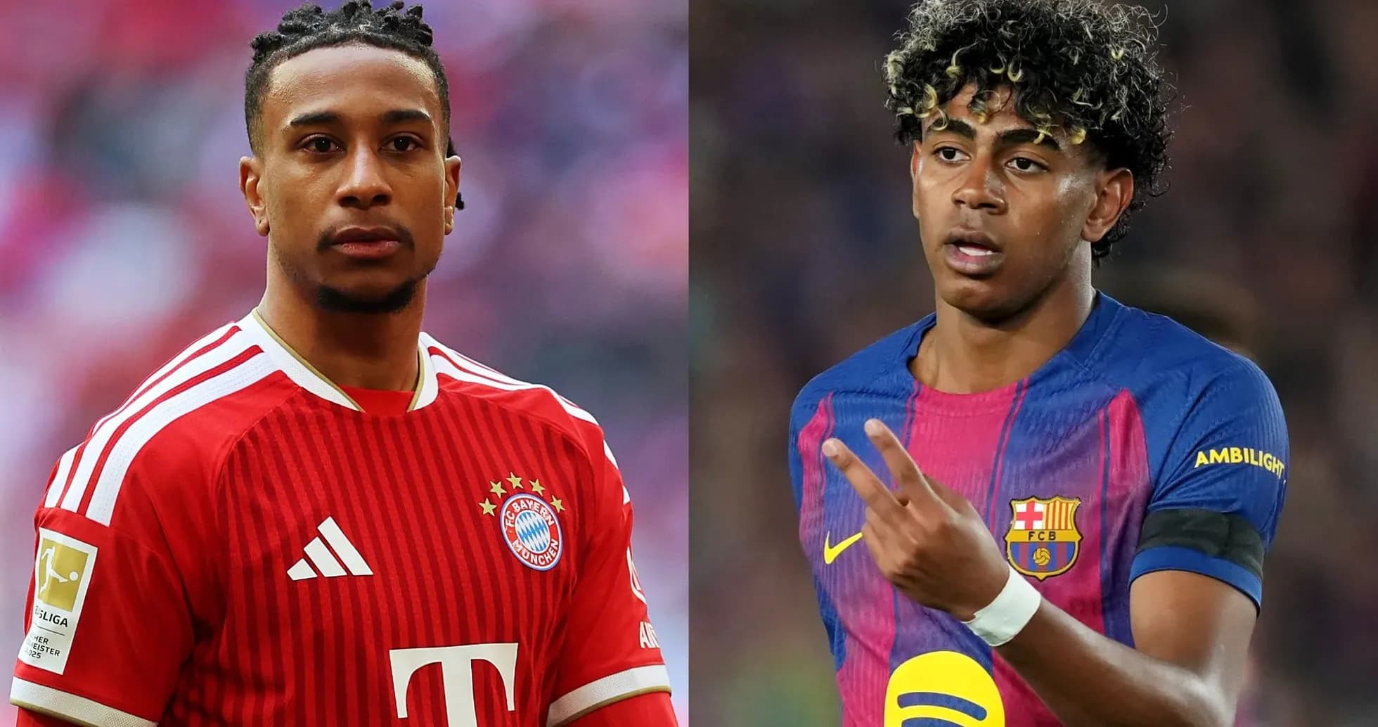 Jugadores de Bayern Múnich y Barcelona en acción