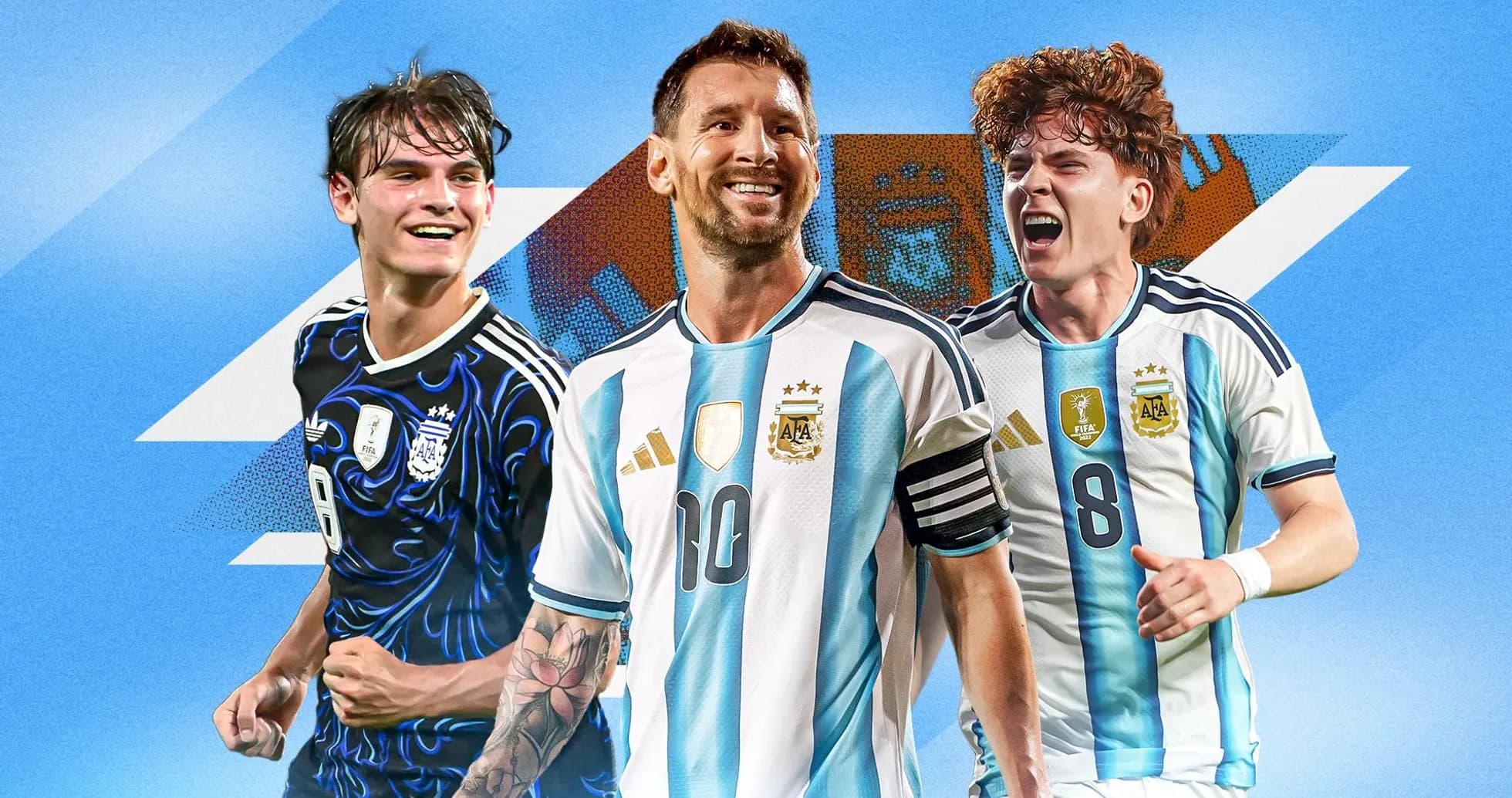 Jugadores de Argentina sonriendo en fondo azul