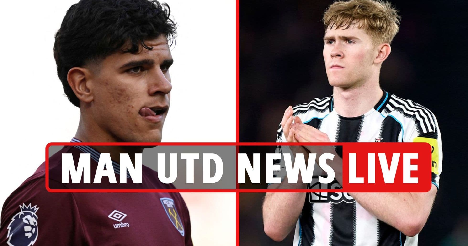 Jugadores de West Ham y Newcastle en imagen dividida