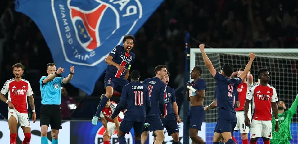 Celebración de jugadores del Paris Saint Germain