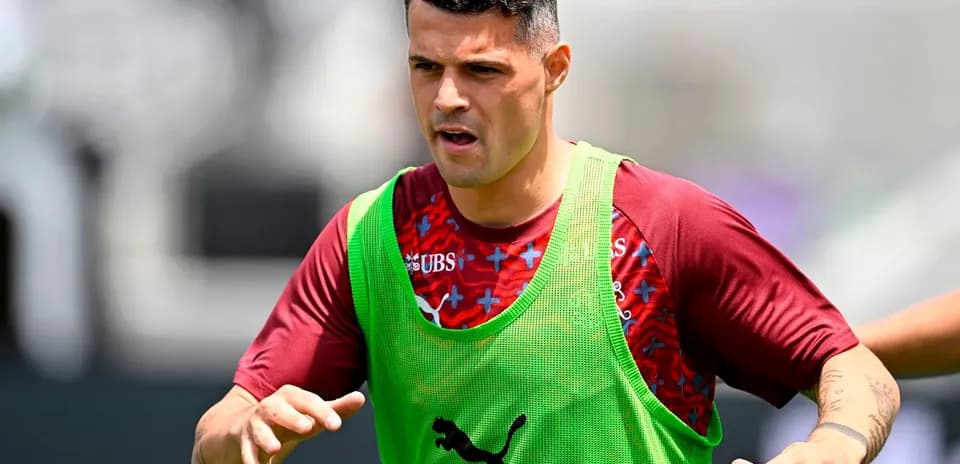 Jugador suizo entrenando antes del partido