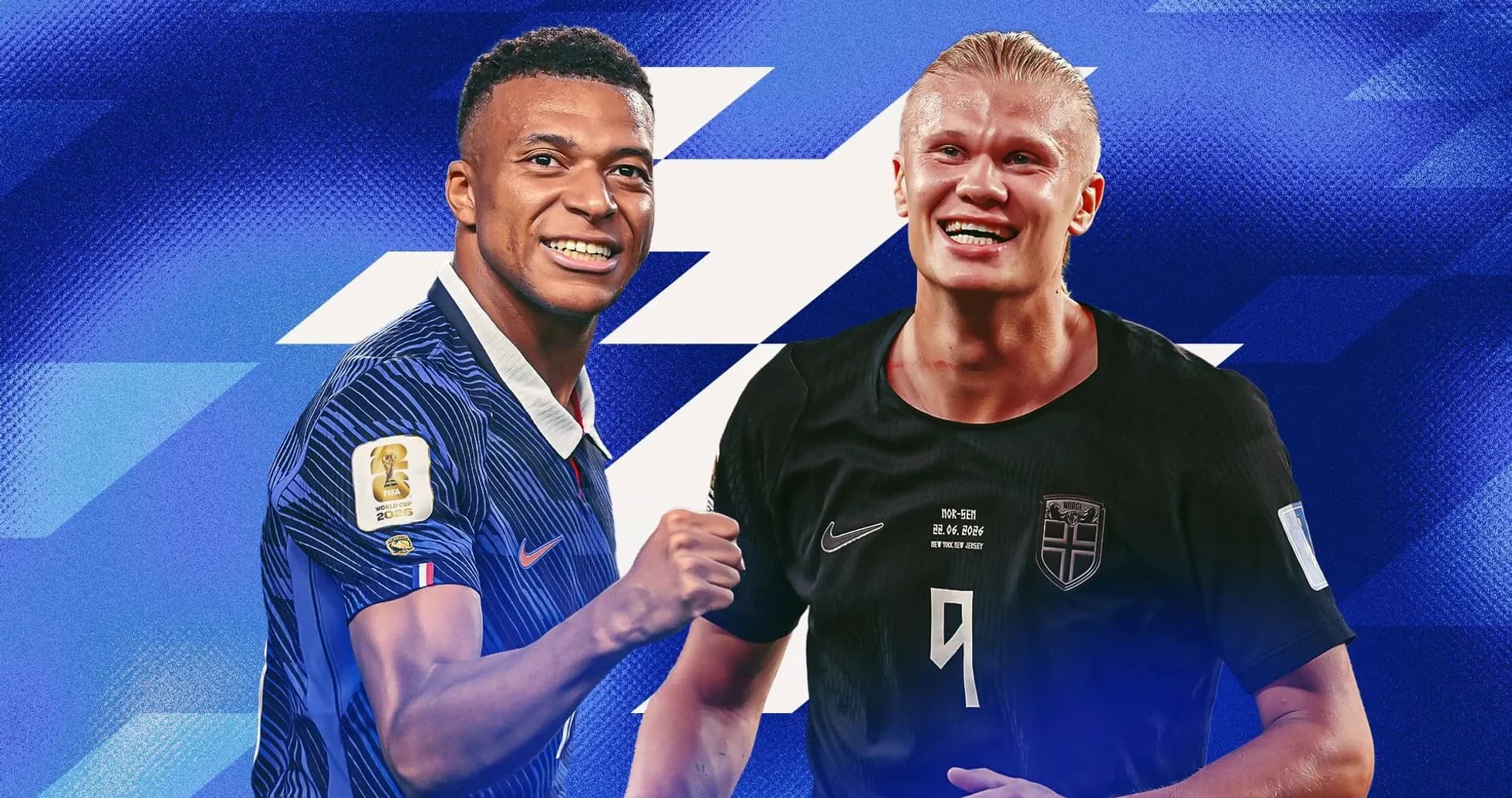 Kylian Mbappé y Erling Haaland sonriendo