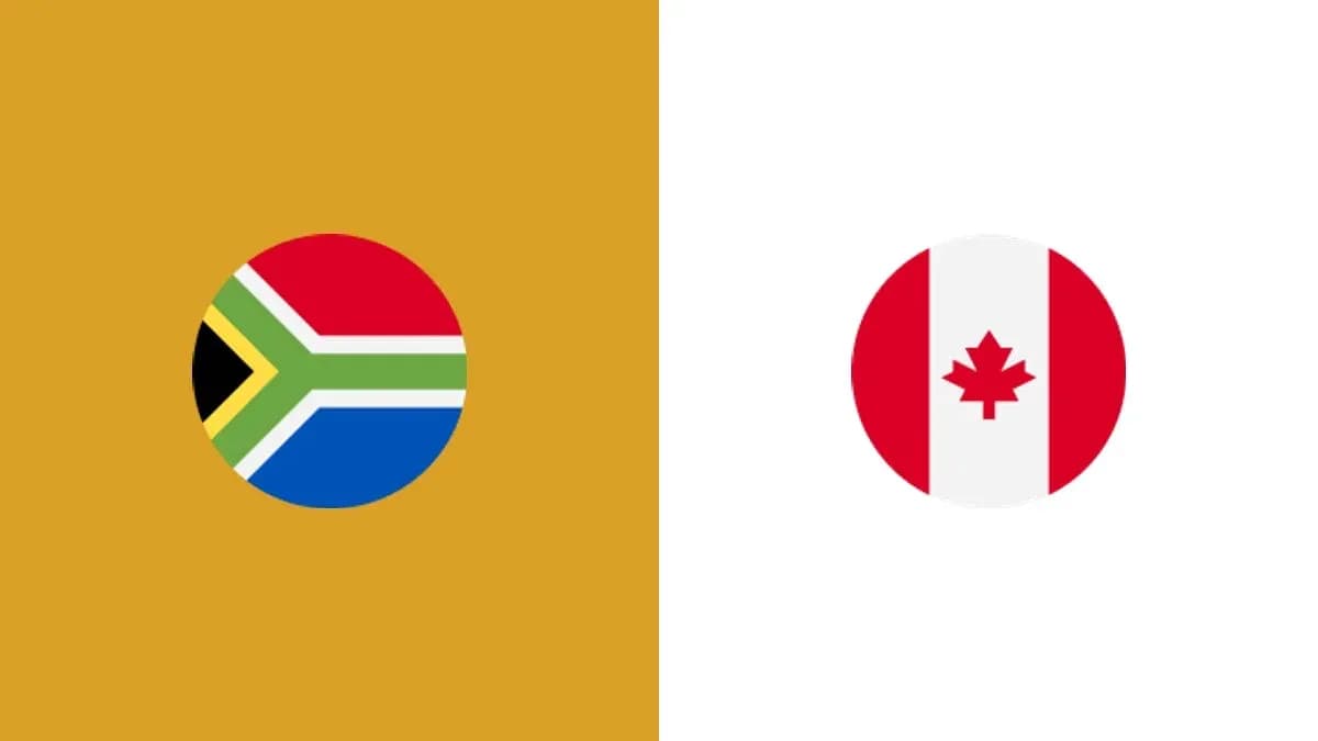 Banderas de Sudáfrica y Canadá en fondo colorido