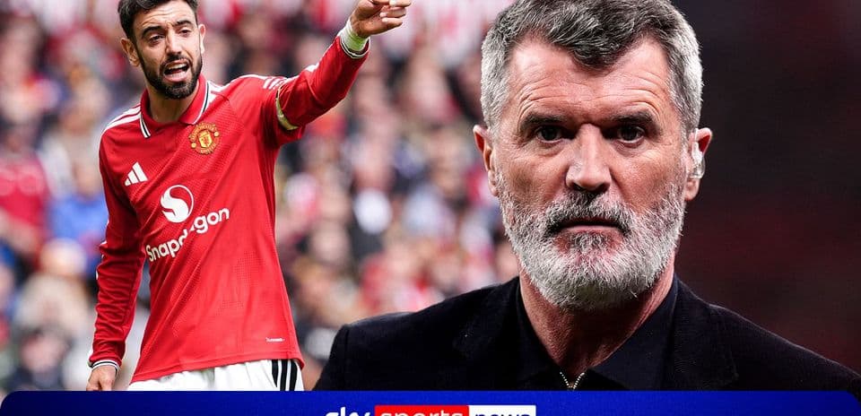 Bruno Fernandes dirigiéndose a la afición de Manchester United