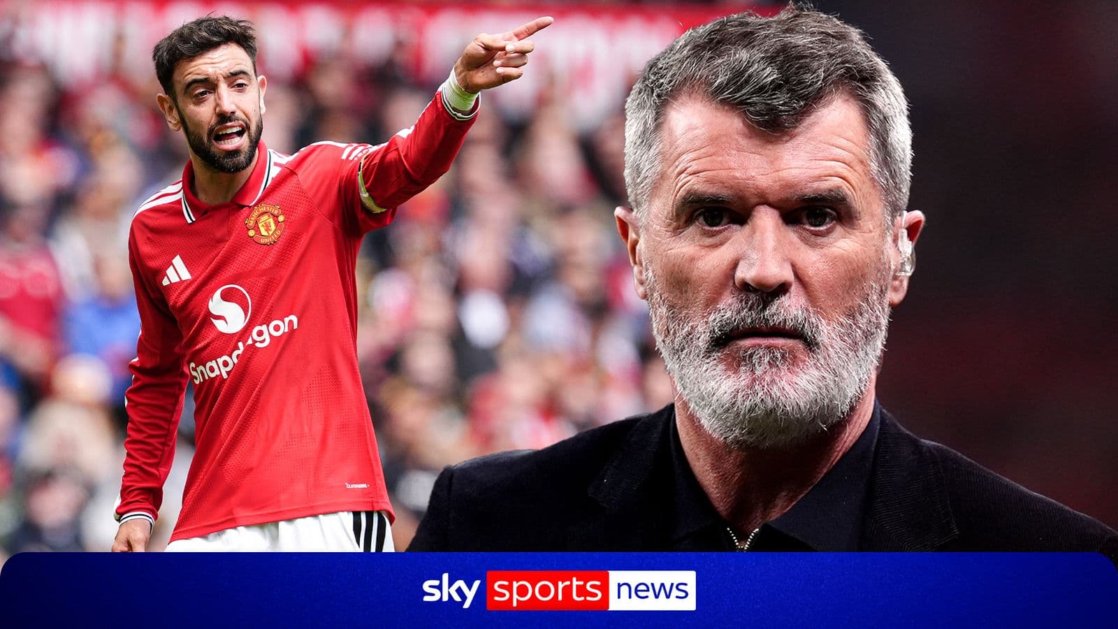 Bruno Fernandes dirigiéndose a la afición de Manchester United