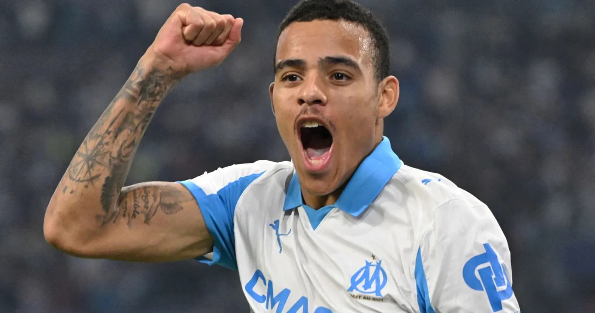 Jugador de Olympique de Marsella celebrando un gol
