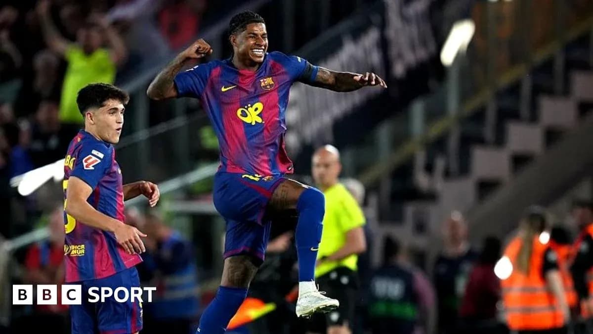 Jugadores del FC Barcelona celebrando un gol en el partido
