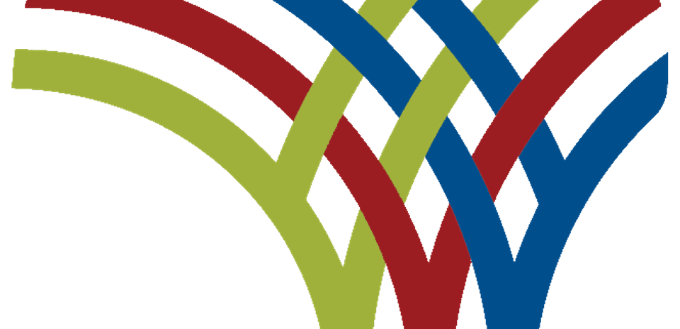 Logotipo con líneas en colores azul, verde y rojo