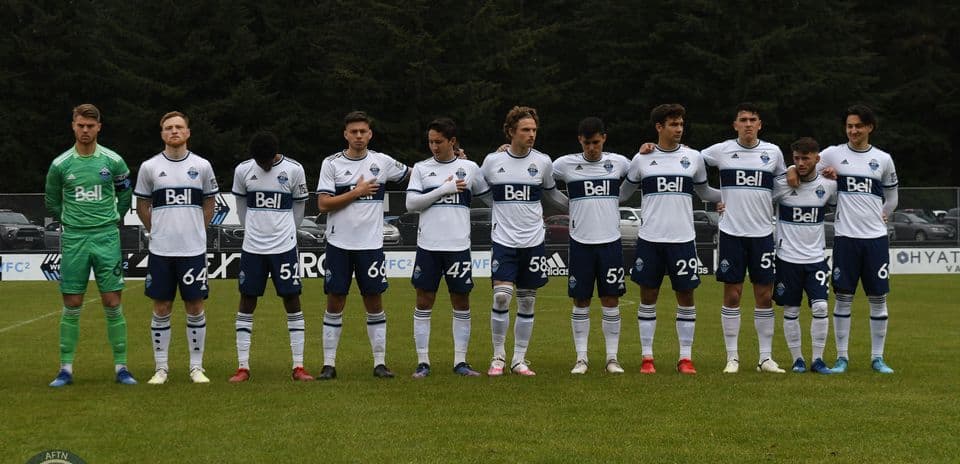 Jugadores de Vancouver Whitecaps II alineados