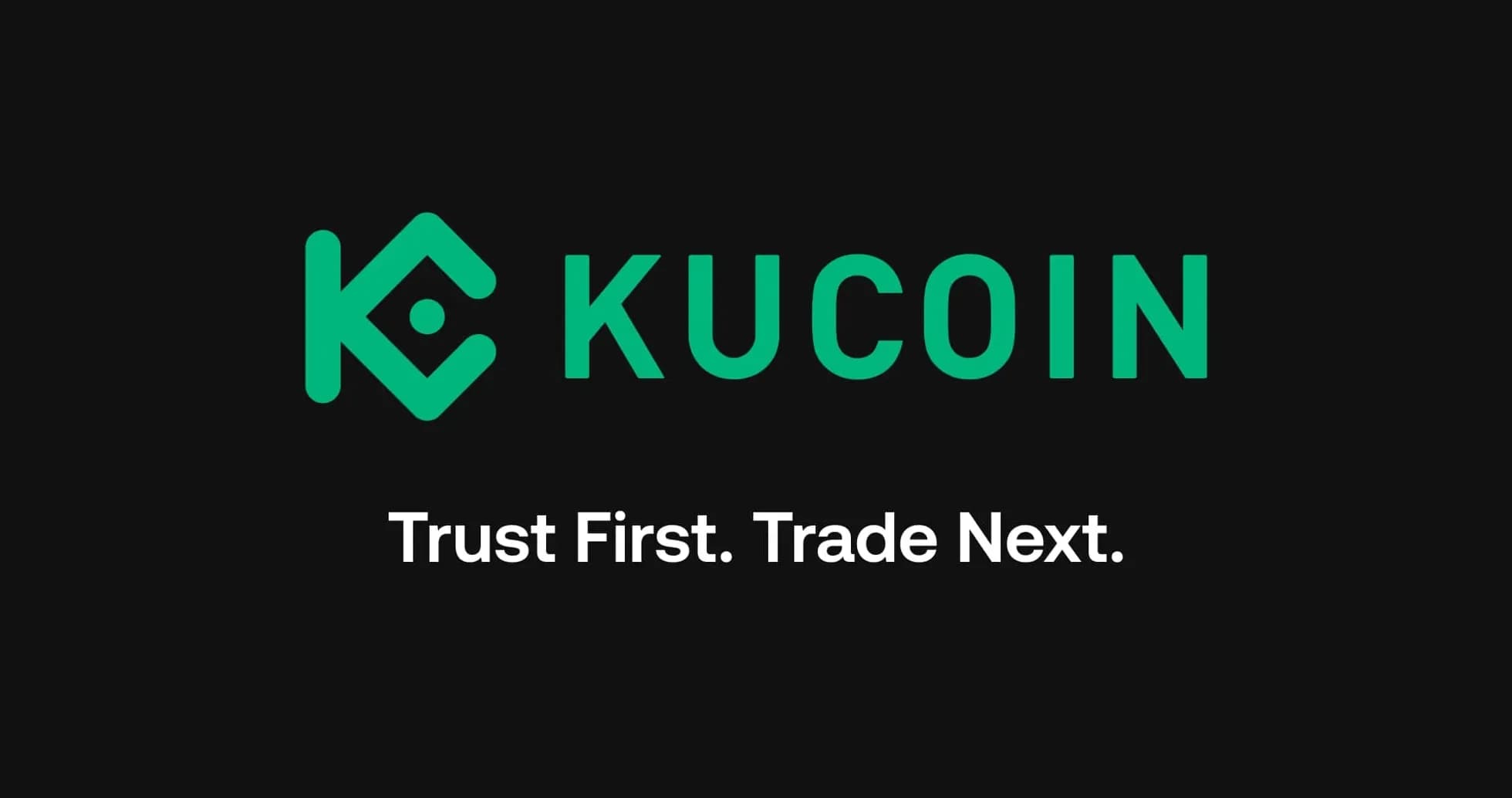 Logo de KuCoin con lema en fondo negro