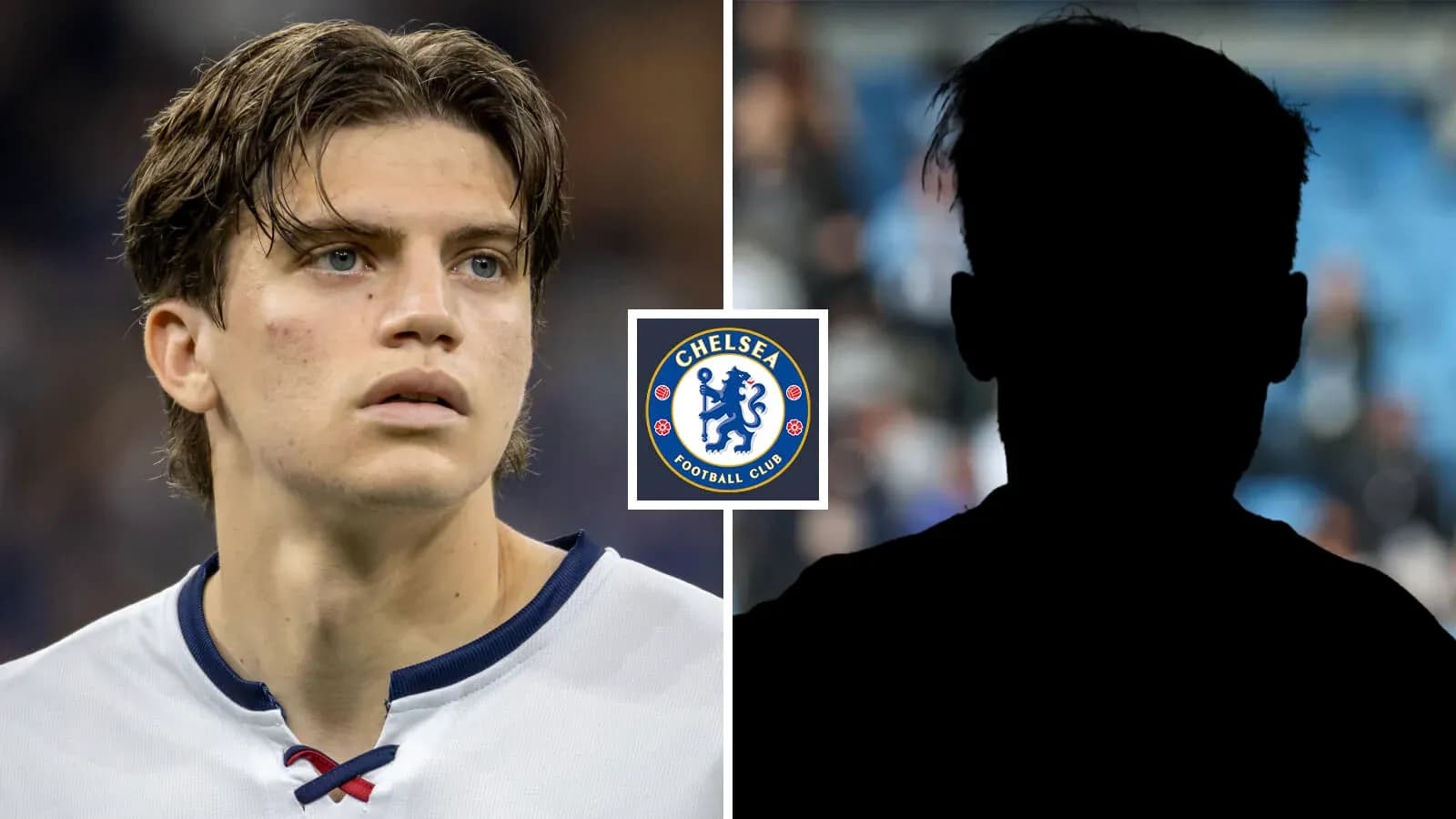 Jugador de Chelsea con expresión seria y silueta oscura