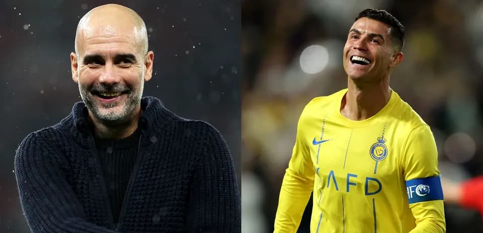 Pep Guardiola y Cristiano Ronaldo en acción