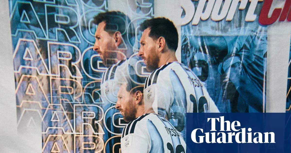 Jugador de fútbol posando frente a un fondo de 'ARG'