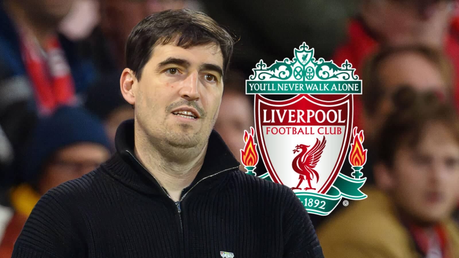 Persona observando el logo de Liverpool FC