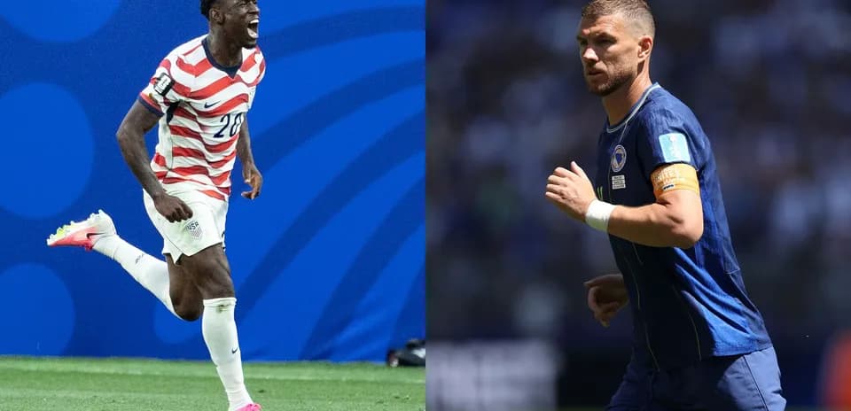 Jugadores de Estados Unidos y Bosnia en el partido