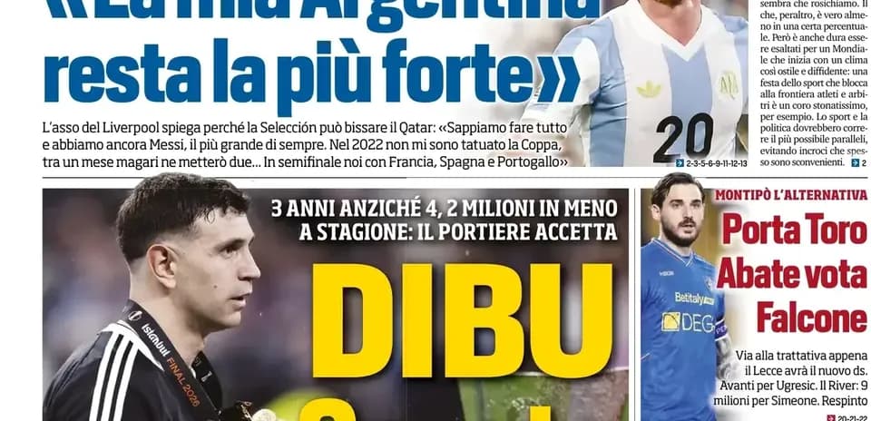 Titulares sobre Argentina y jugador Dibu Martínez