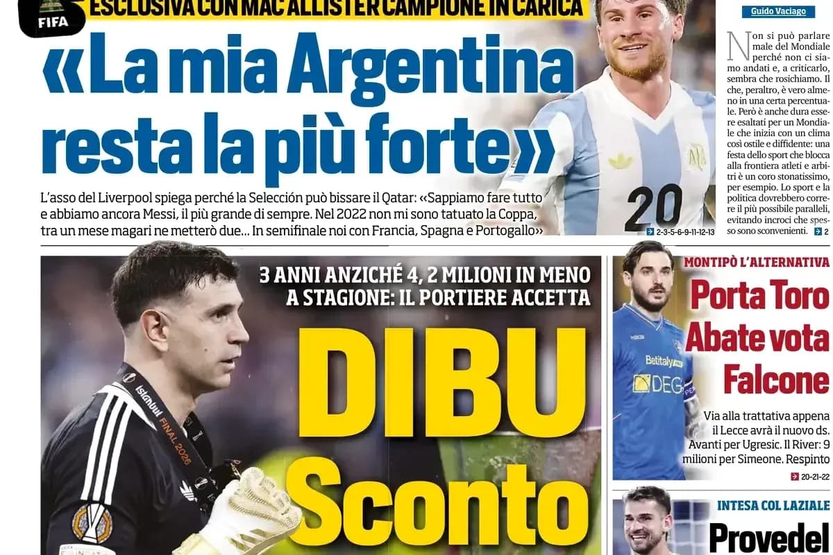 Titulares sobre Argentina y jugador Dibu Martínez