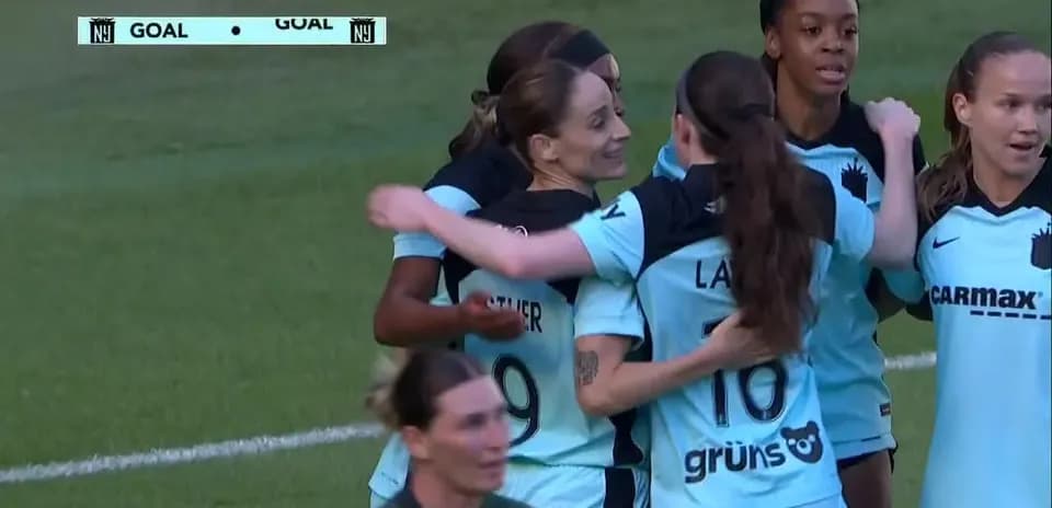 Jugadoras de NJ/NY Gotham FC celebrando un gol
