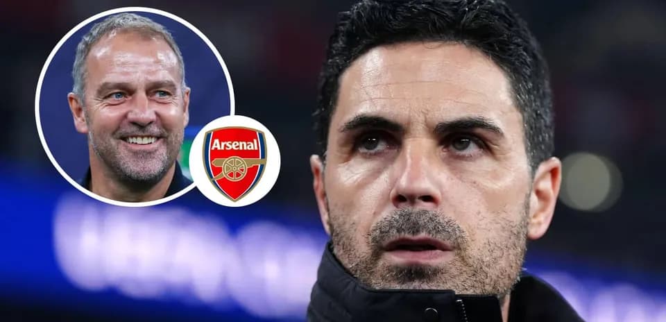 Mikel Arteta y otro entrenador con logotipo de Arsenal