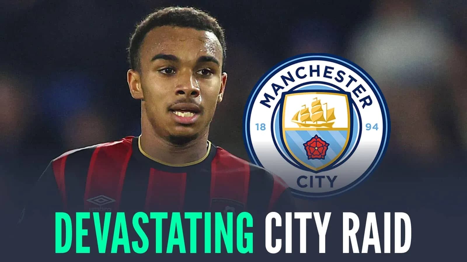 Jugador de Bournemouth con escudo de Manchester City