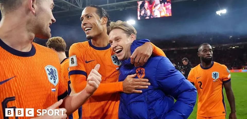 Jugadores de Países Bajos celebrando tras el partido