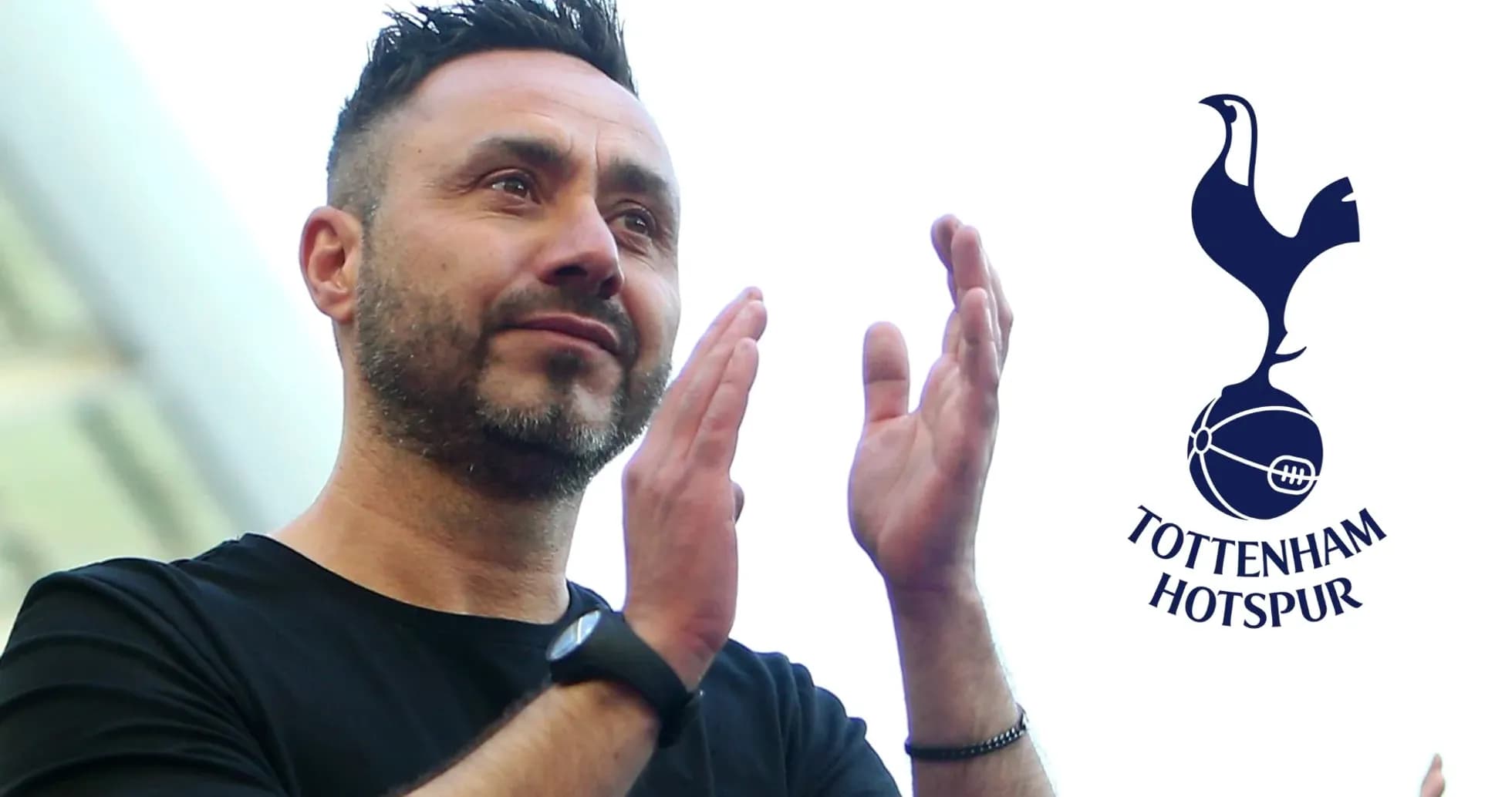 Entrenador aplaudiendo con logo de Tottenham Hotspur
