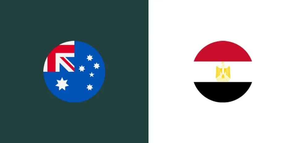 Banderas de Australia y Egipto en fondo contrastante