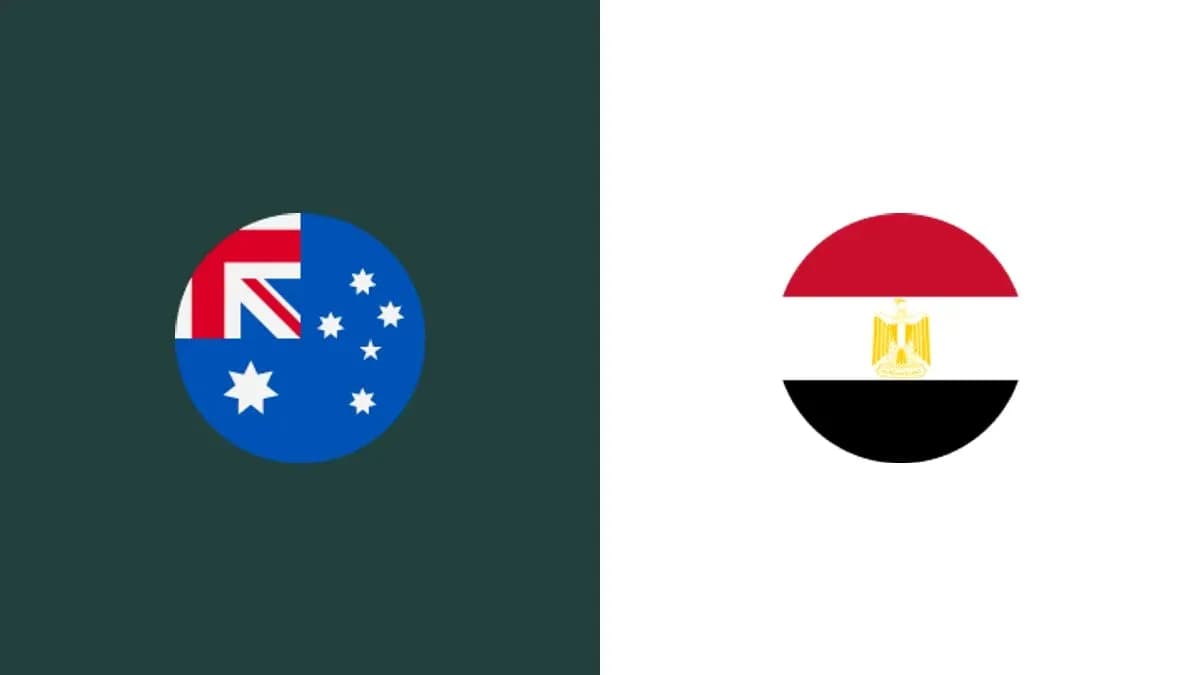 Banderas de Australia y Egipto en fondo contrastante