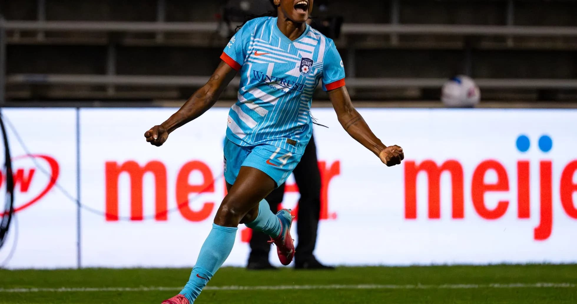 Jugadora celebrando un gol del Chicago Red Stars Jugadora celebrando un gol del Chicago Red Stars