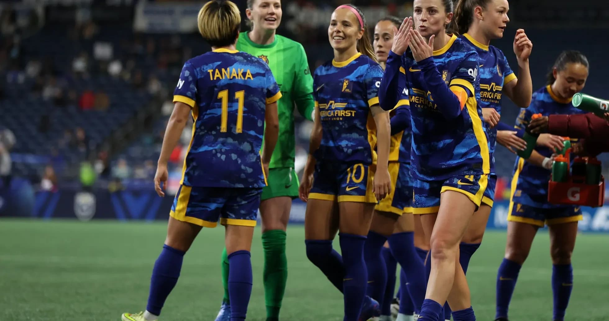 Jugadoras del Utah Royals celebrando en el partido Jugadoras del Utah Royals celebrando en el partido