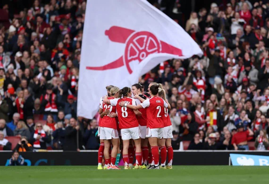 Jugadoras del Arsenal celebrando un gol Jugadoras del Arsenal celebrando un gol