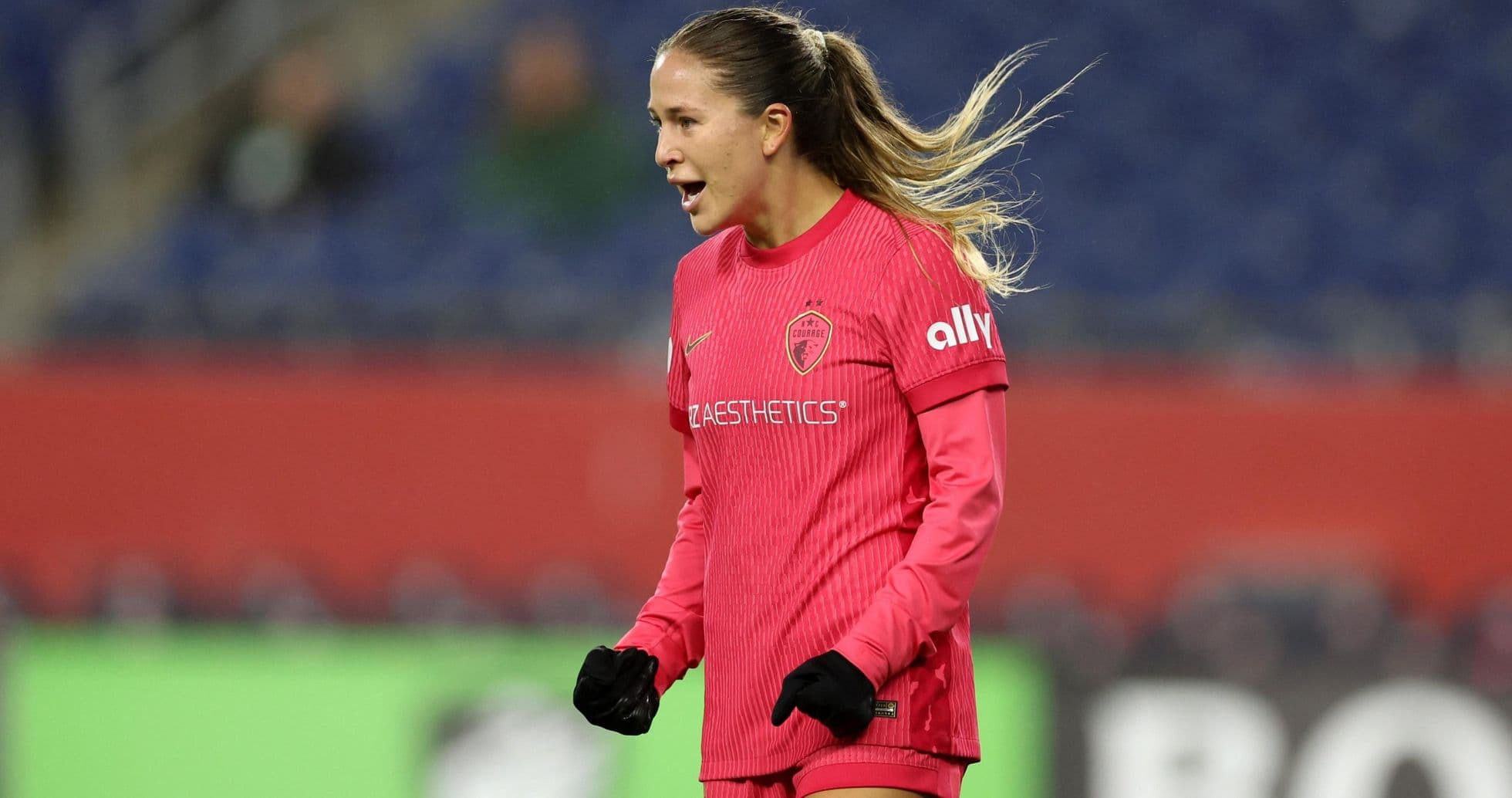 Jugadora del North Carolina Courage celebrando Jugadora del North Carolina Courage celebrando