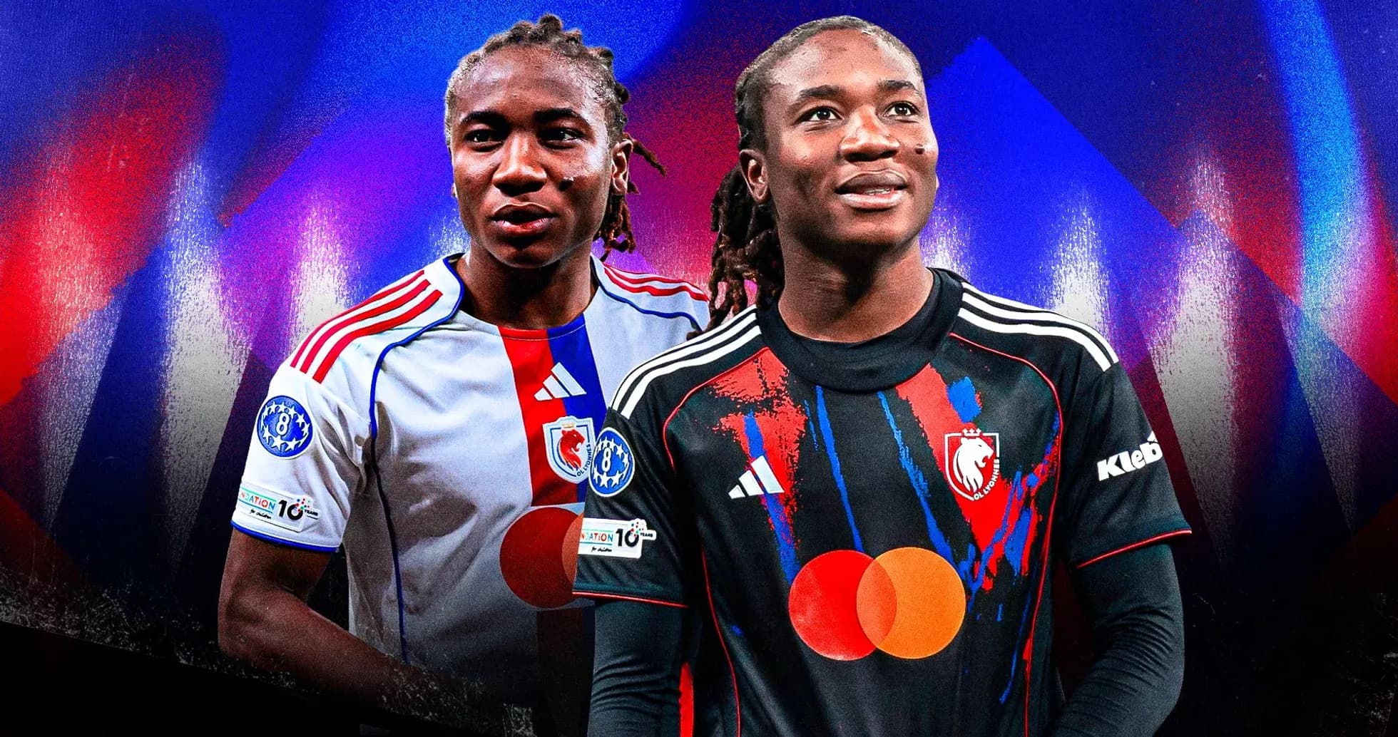Dos jugadores con camisetas de clubes de fútbol Dos jugadores con camisetas de clubes de fútbol